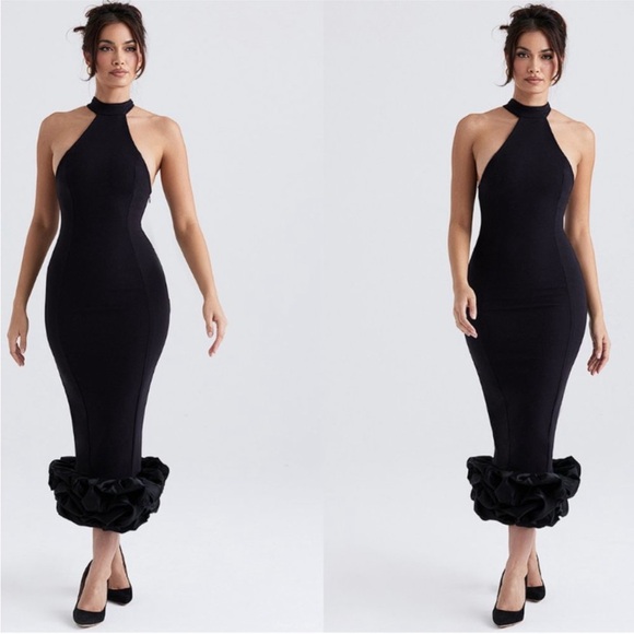 House of CB 'Juniper' Black Peplum‎ Midi NWT size XS - Picture 3 of 8